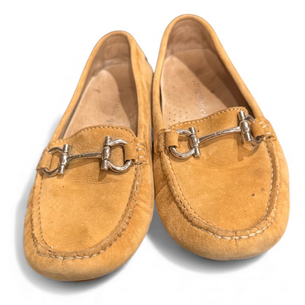 Patricia Green tan Suede Loafers with Silver Accent size 6.5